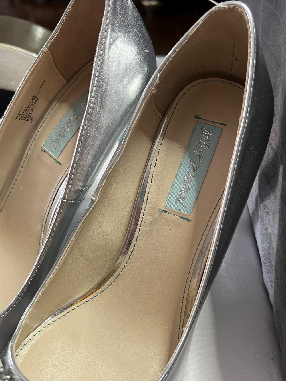 Betsey Johnson Silver Pointed-Toe Pumps with Crystal Embellished Bow - Picture 3 of 5